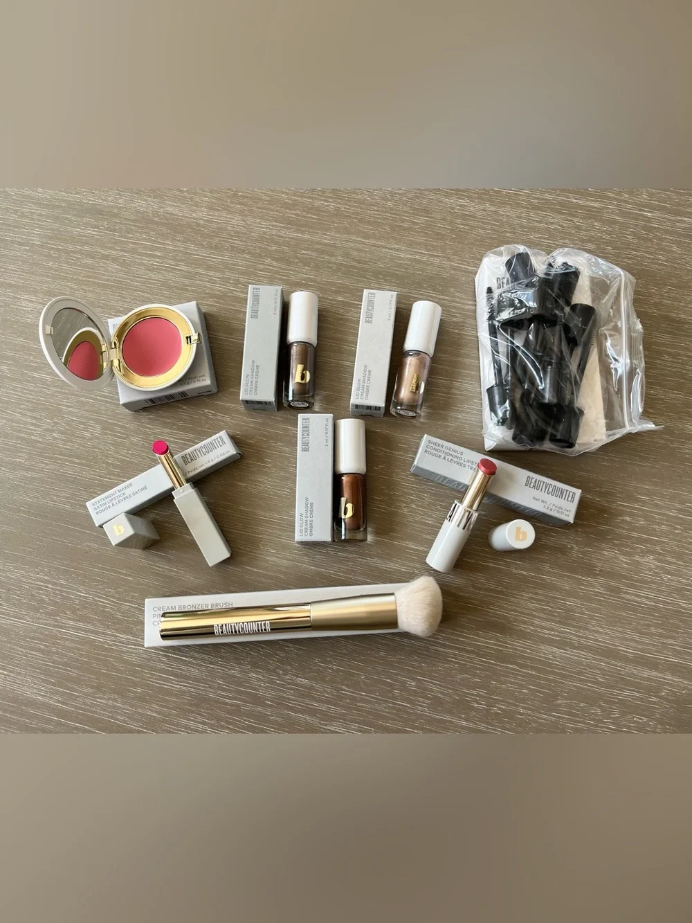 8X BeautyCounter Cream Shadow, Lipstick, Blush, Brush, Tester Wands